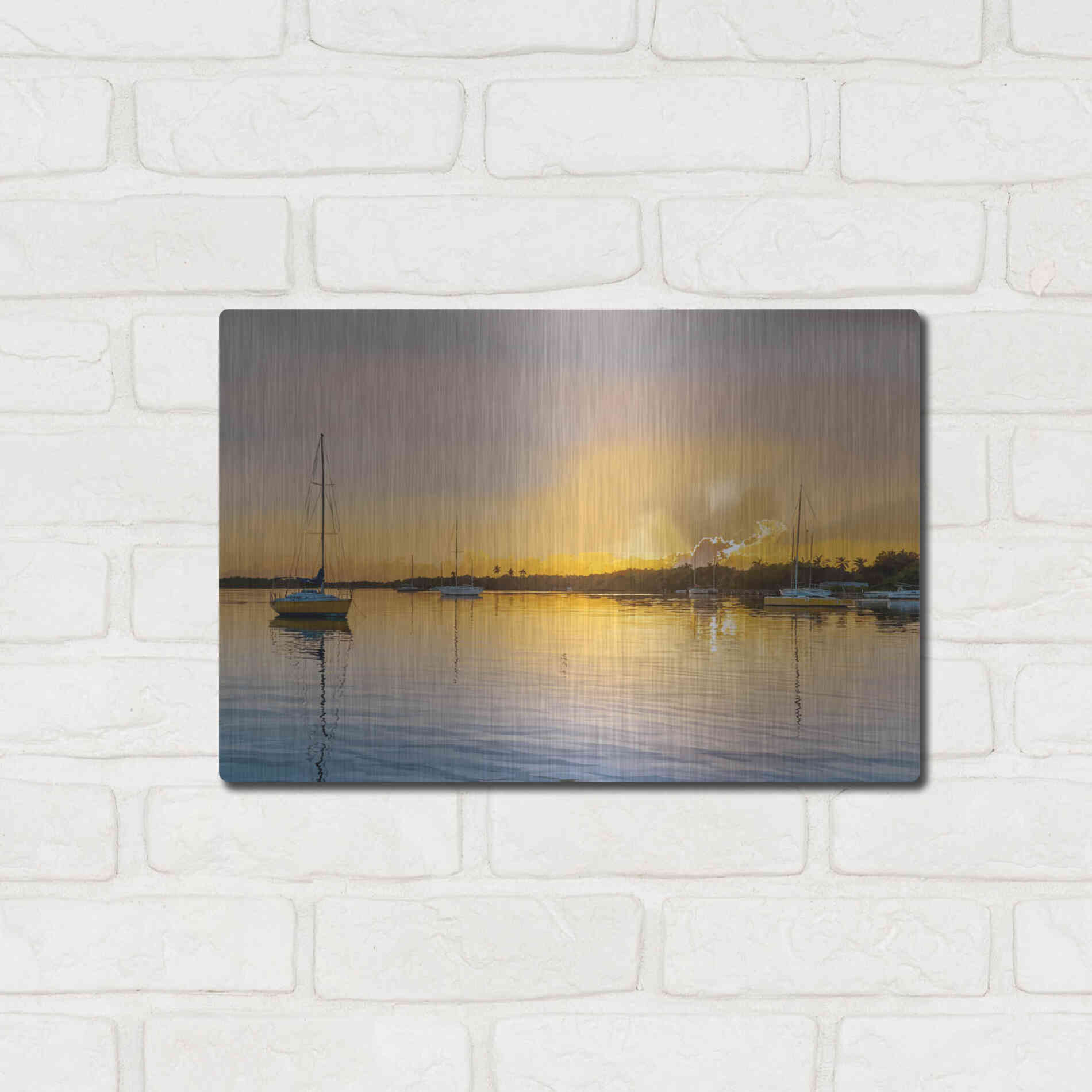 Luxe Metal Art 'In the Golden Light IV' by Emily Kalina, Metal Wall Art,16x12
