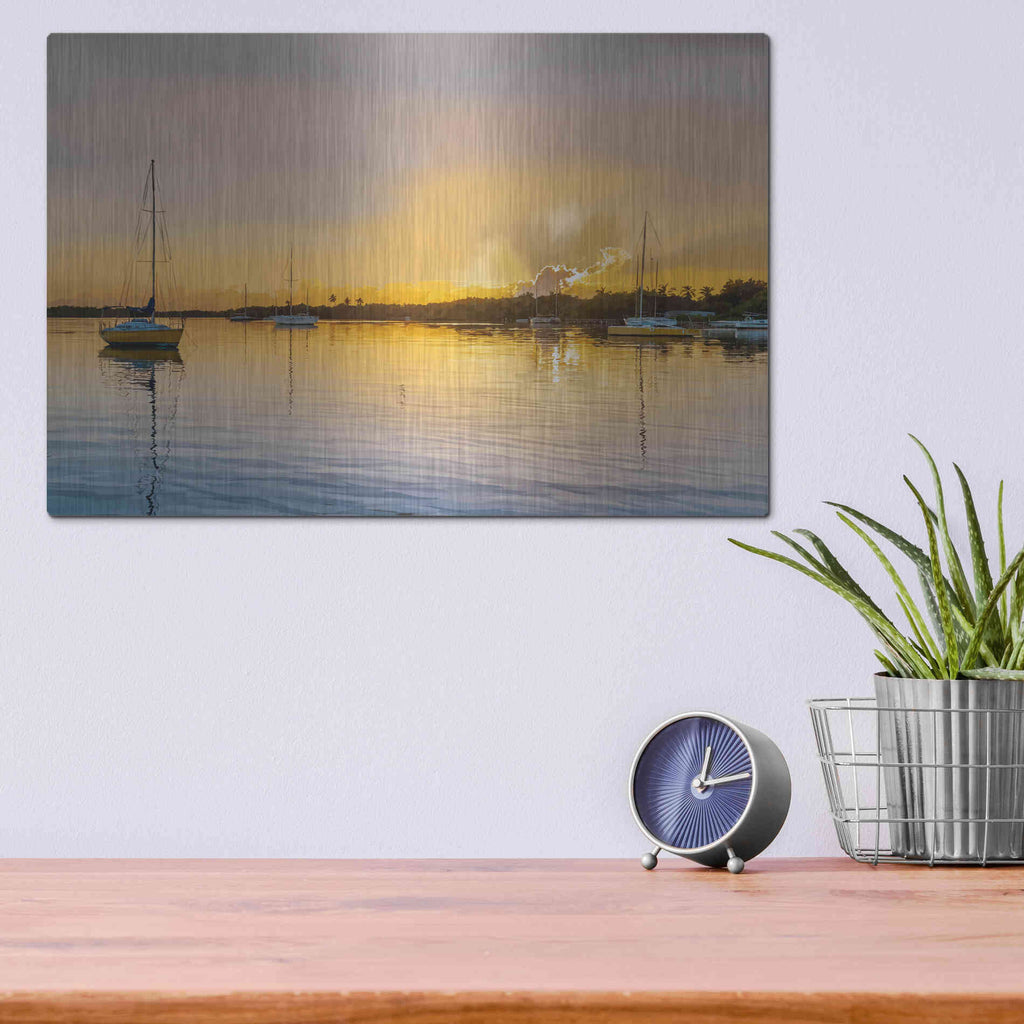 Luxe Metal Art 'In the Golden Light IV' by Emily Kalina, Metal Wall Art,16x12