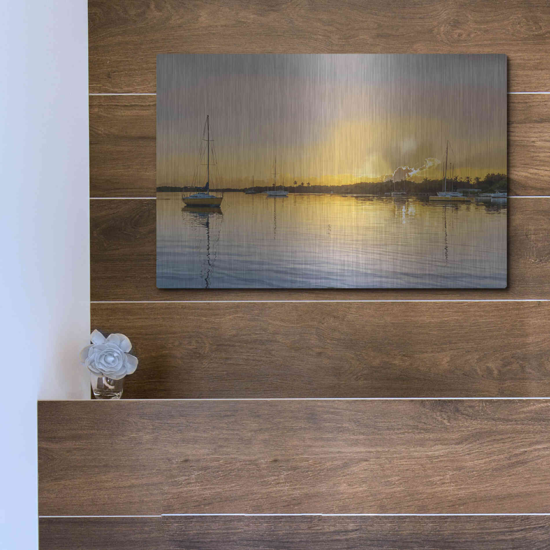 Luxe Metal Art 'In the Golden Light IV' by Emily Kalina, Metal Wall Art,16x12