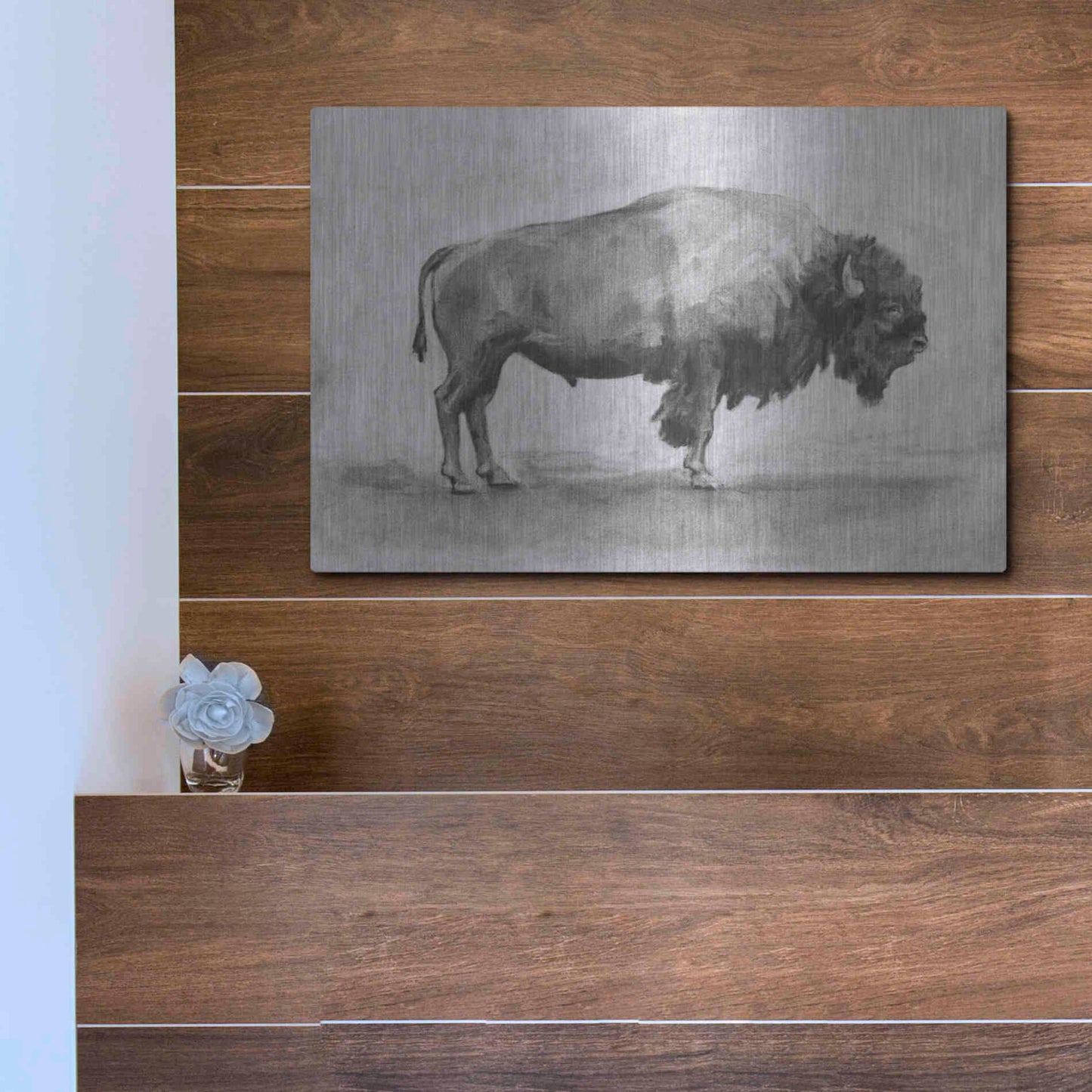 Luxe Metal Art 'Wild Bison Study I' by Emma Scarvey, Metal Wall Art,16x12