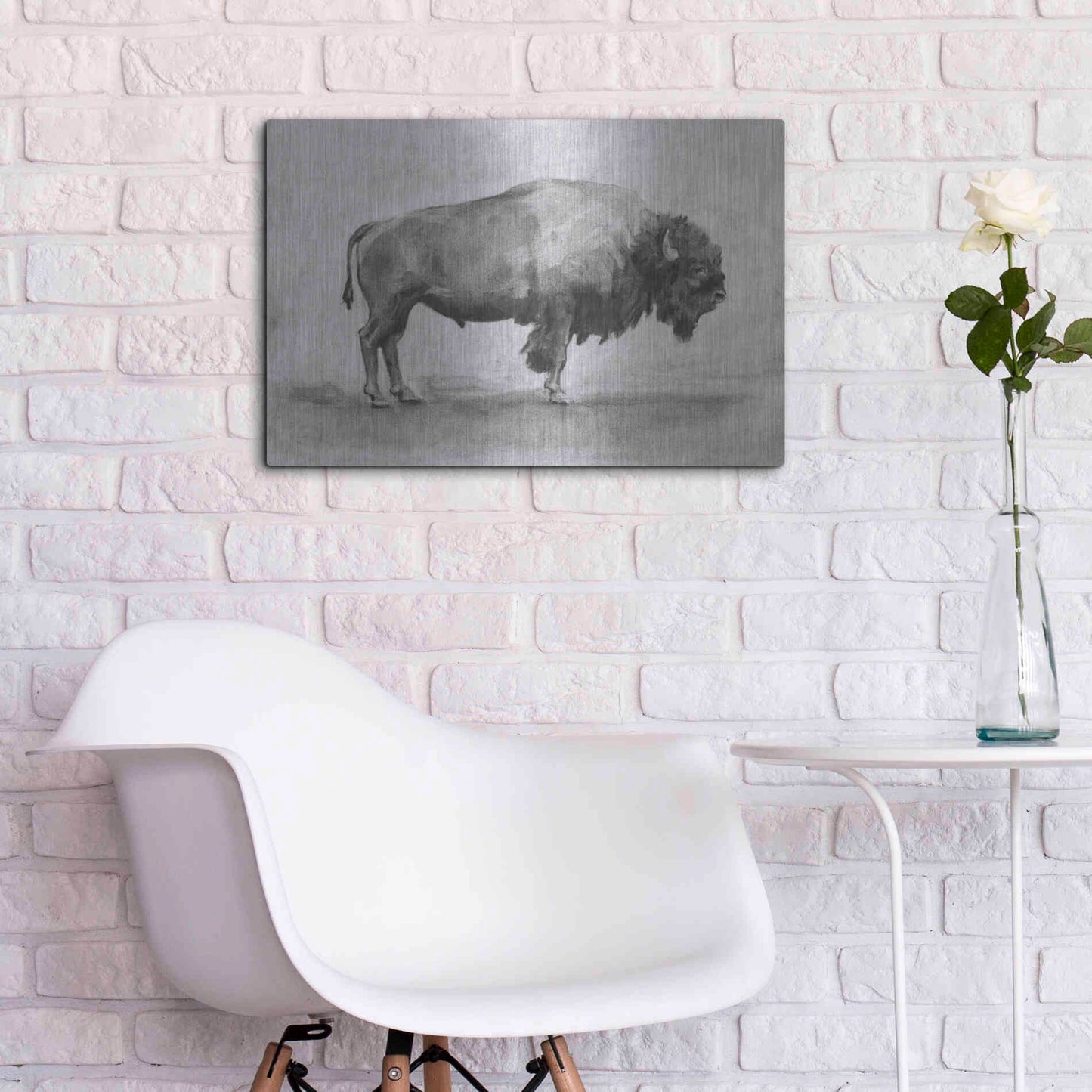 Luxe Metal Art 'Wild Bison Study I' by Emma Scarvey, Metal Wall Art,24x16