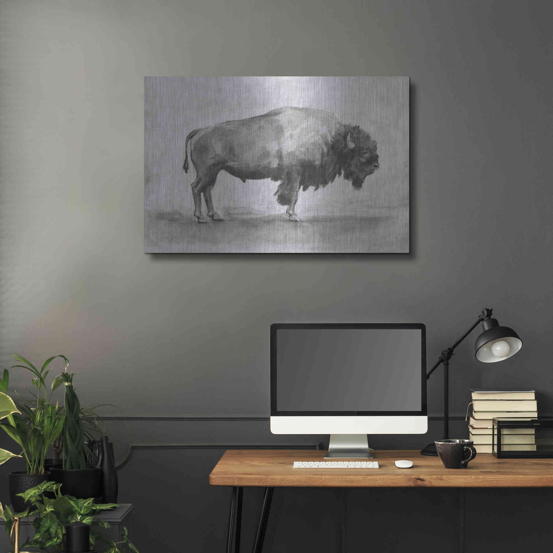 Luxe Metal Art 'Wild Bison Study I' by Emma Scarvey, Metal Wall Art,36x24