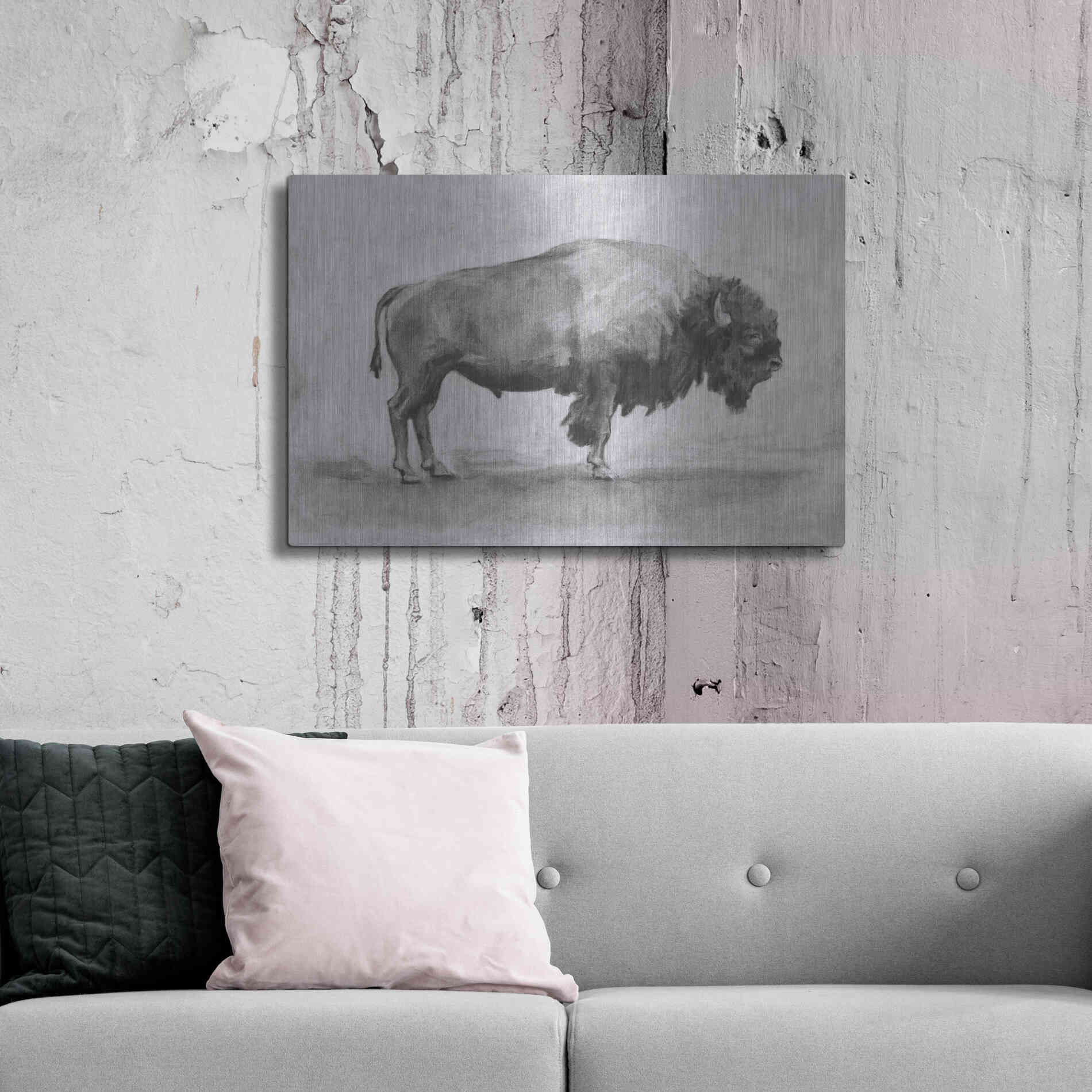 Luxe Metal Art 'Wild Bison Study I' by Emma Scarvey, Metal Wall Art,36x24