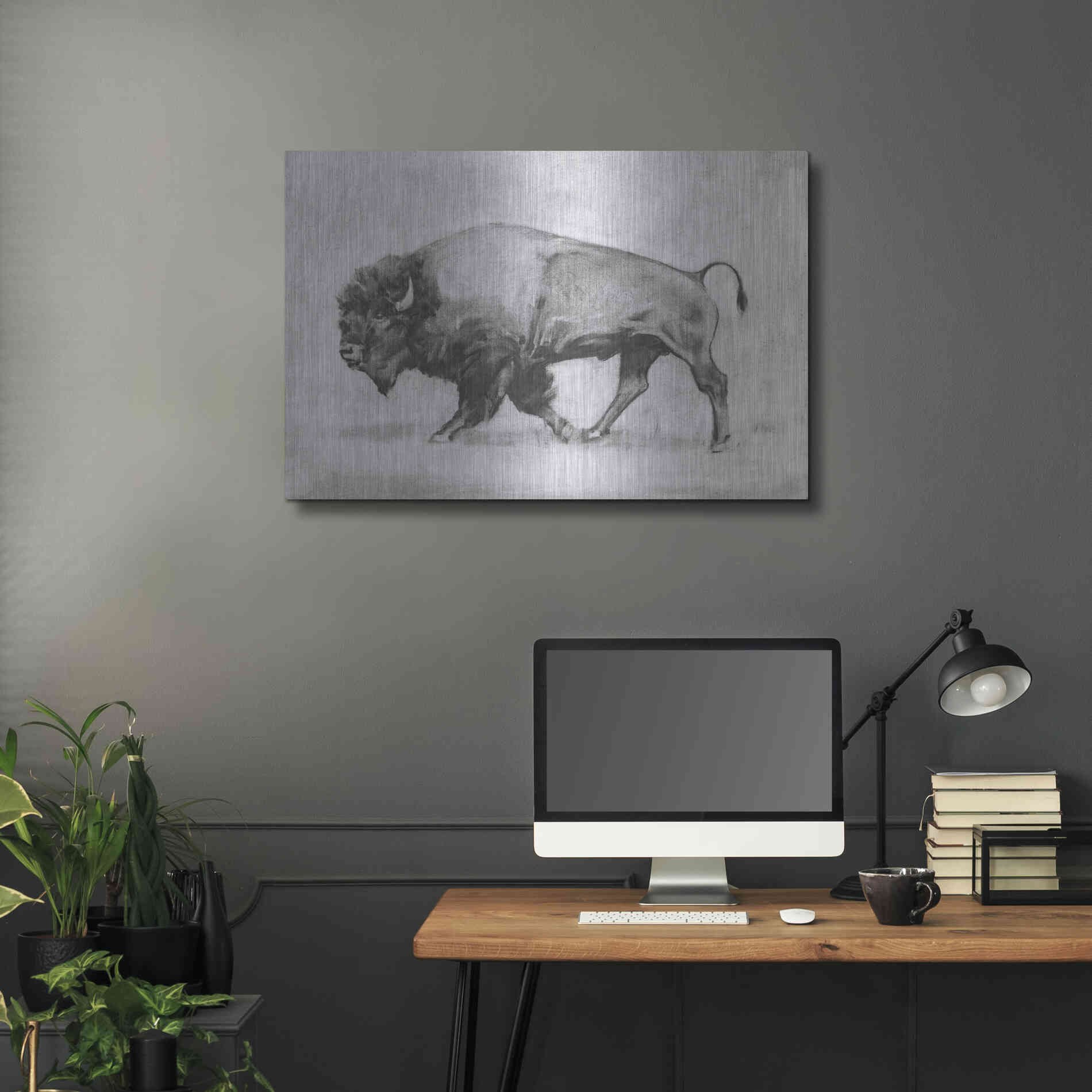 Luxe Metal Art 'Wild Bison Study II' by Emma Scarvey, Metal Wall Art,36x24
