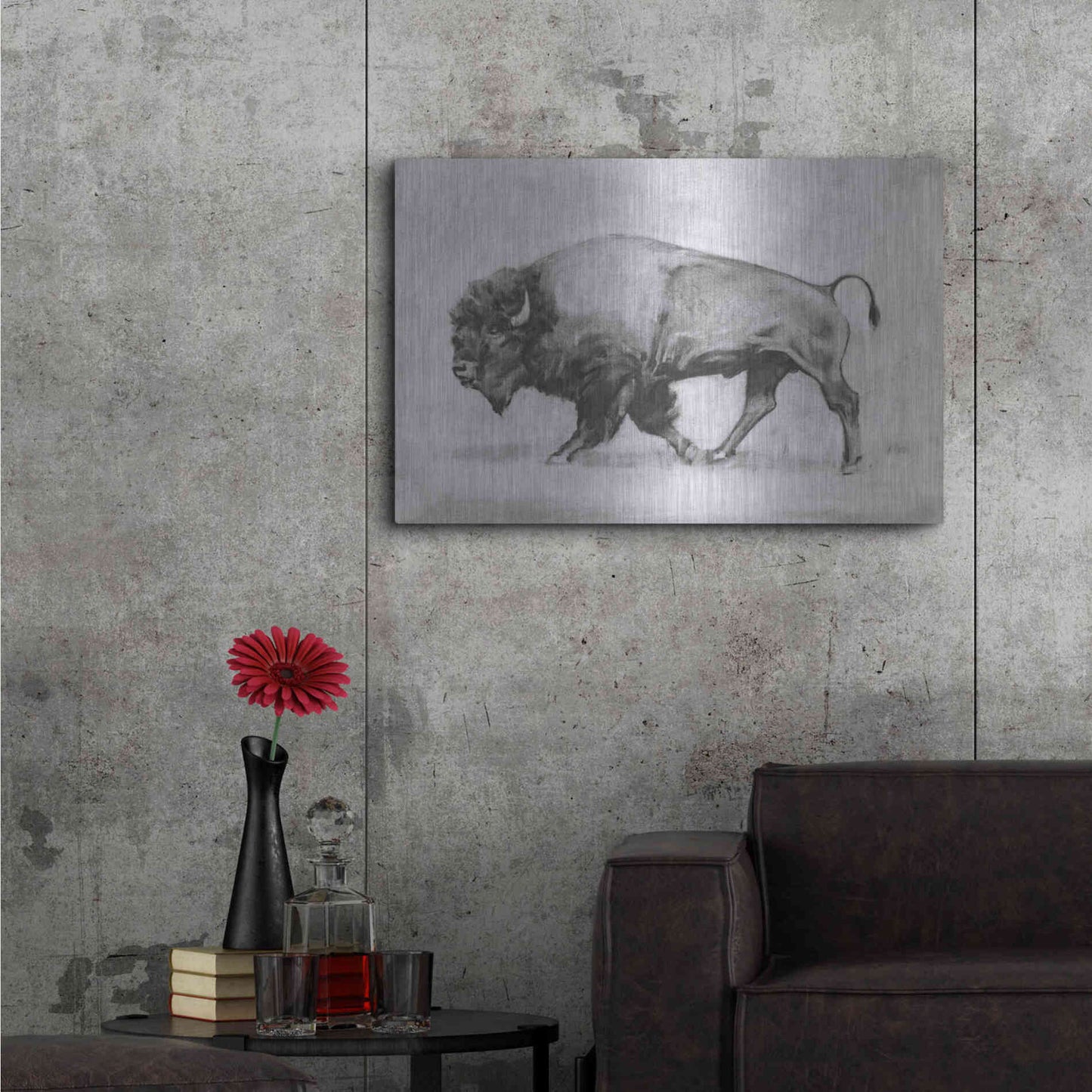 Luxe Metal Art 'Wild Bison Study II' by Emma Scarvey, Metal Wall Art,36x24
