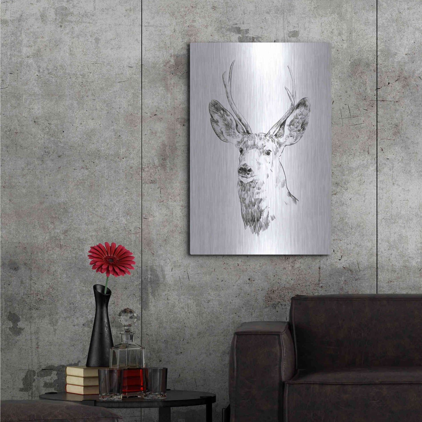 Luxe Metal Art 'Young Buck Sketch IV' by Emma Scarvey, Metal Wall Art,24x36