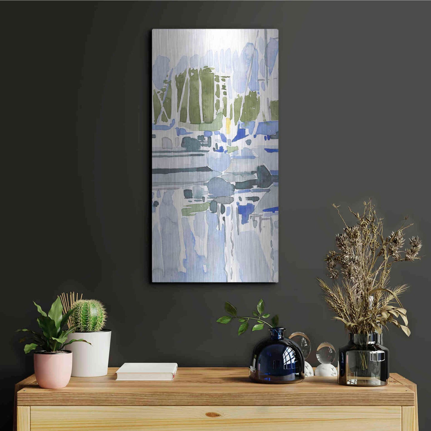 Luxe Metal Art 'Sailboat Reflections I' by Emma Scarvey, Metal Wall Art,12x24