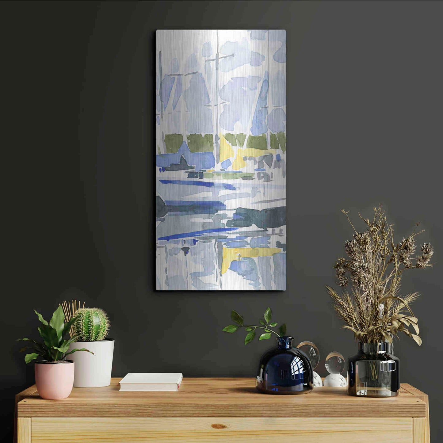 Luxe Metal Art 'Sailboat Reflections II' by Emma Scarvey, Metal Wall Art,12x24