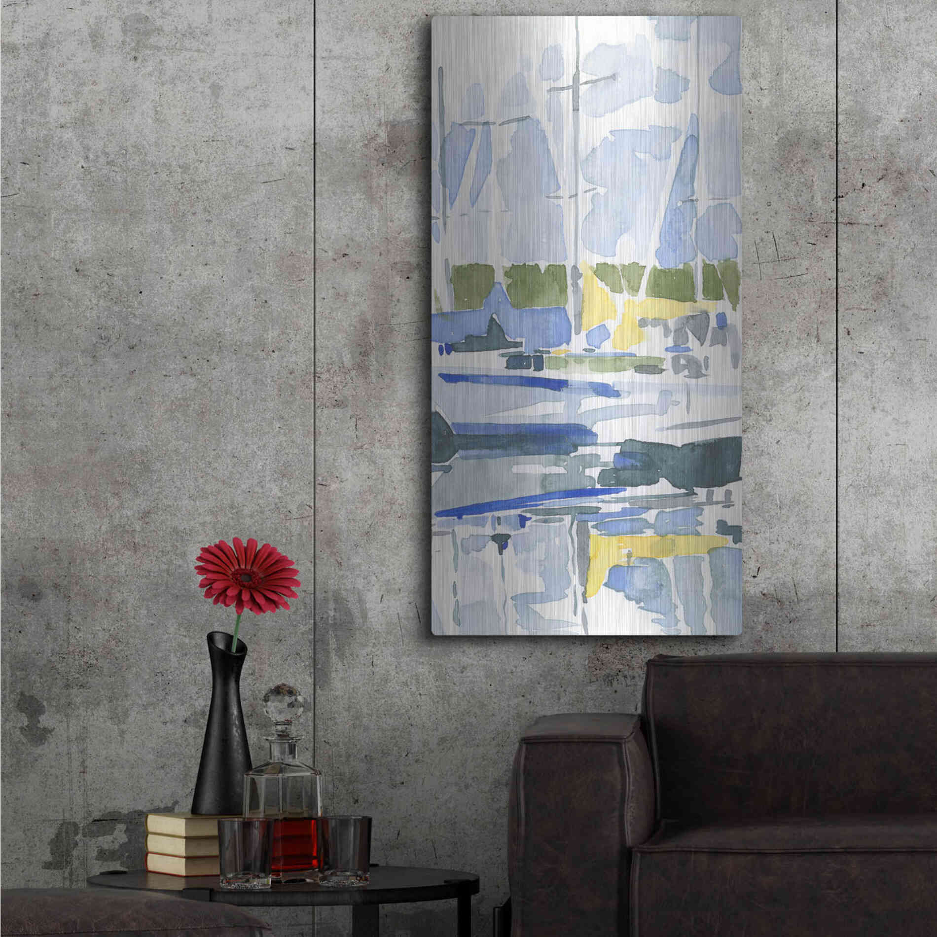 Luxe Metal Art 'Sailboat Reflections II' by Emma Scarvey, Metal Wall Art,24x48