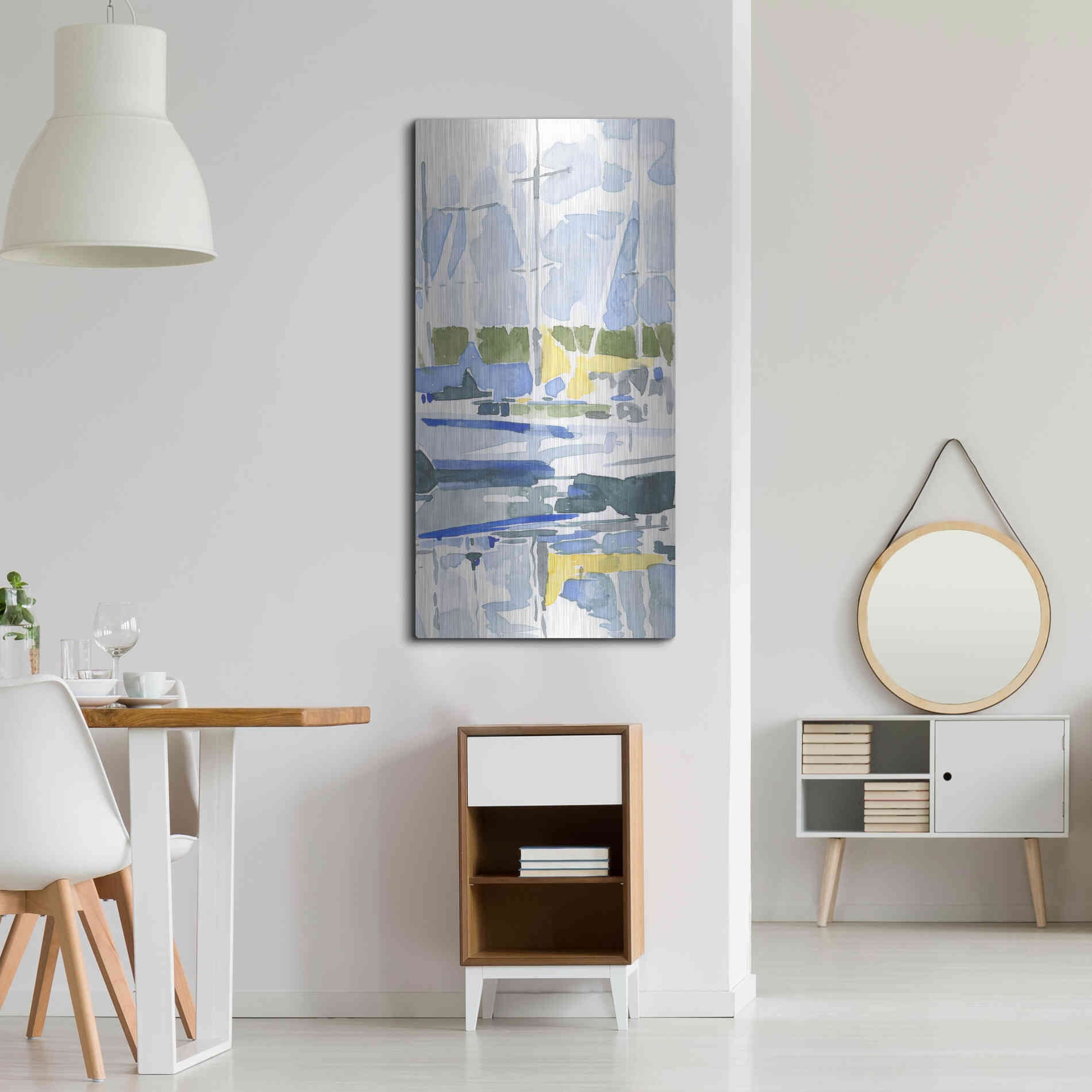 Luxe Metal Art 'Sailboat Reflections II' by Emma Scarvey, Metal Wall Art,24x48