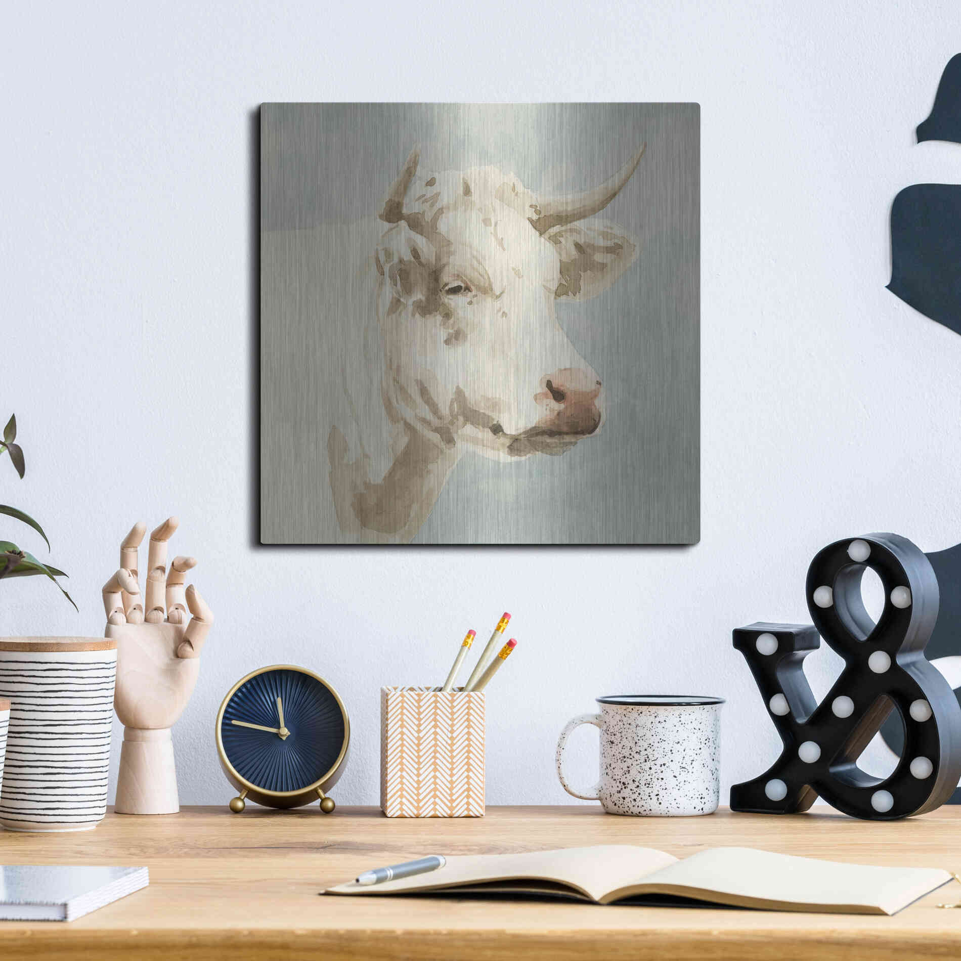 Luxe Metal Art 'Ferdinand II' by Emma Scarvey, Metal Wall Art,12x12