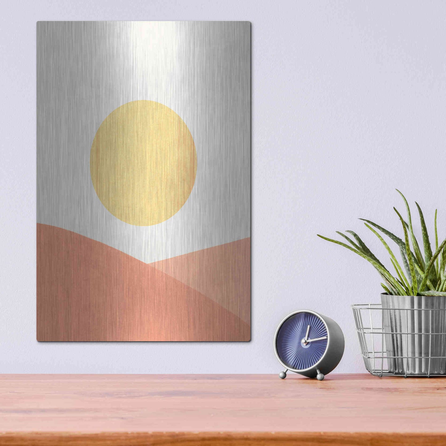 Luxe Metal Art 'Simple Boho Sun I' by Emma Scarvey, Metal Wall Art,12x16