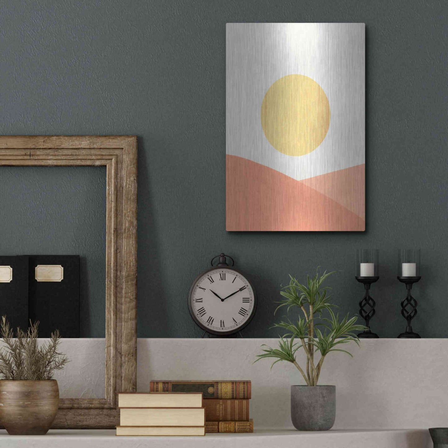 Luxe Metal Art 'Simple Boho Sun I' by Emma Scarvey, Metal Wall Art,12x16