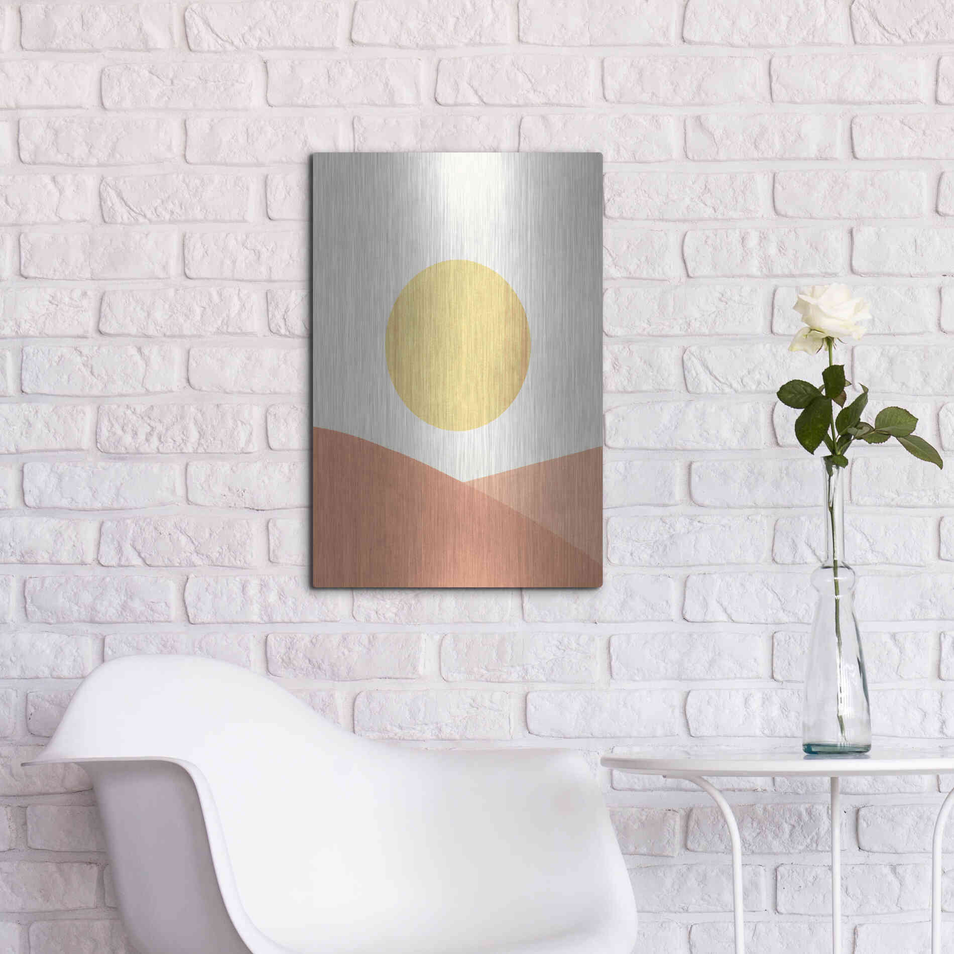 Luxe Metal Art 'Simple Boho Sun I' by Emma Scarvey, Metal Wall Art,16x24