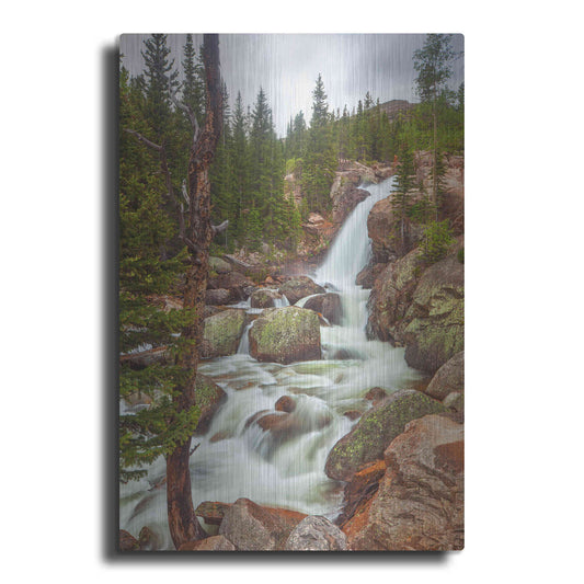 Luxe Metal Art 'Alberta Falls - Rocky Mountain National Park' by Darren White, Metal Wall Art