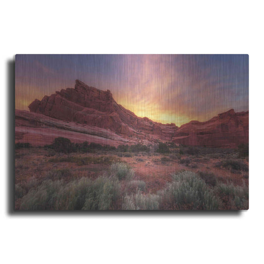 Luxe Metal Art 'Arches Sky Fire - Arches National Park' by Darren White, Metal Wall Art