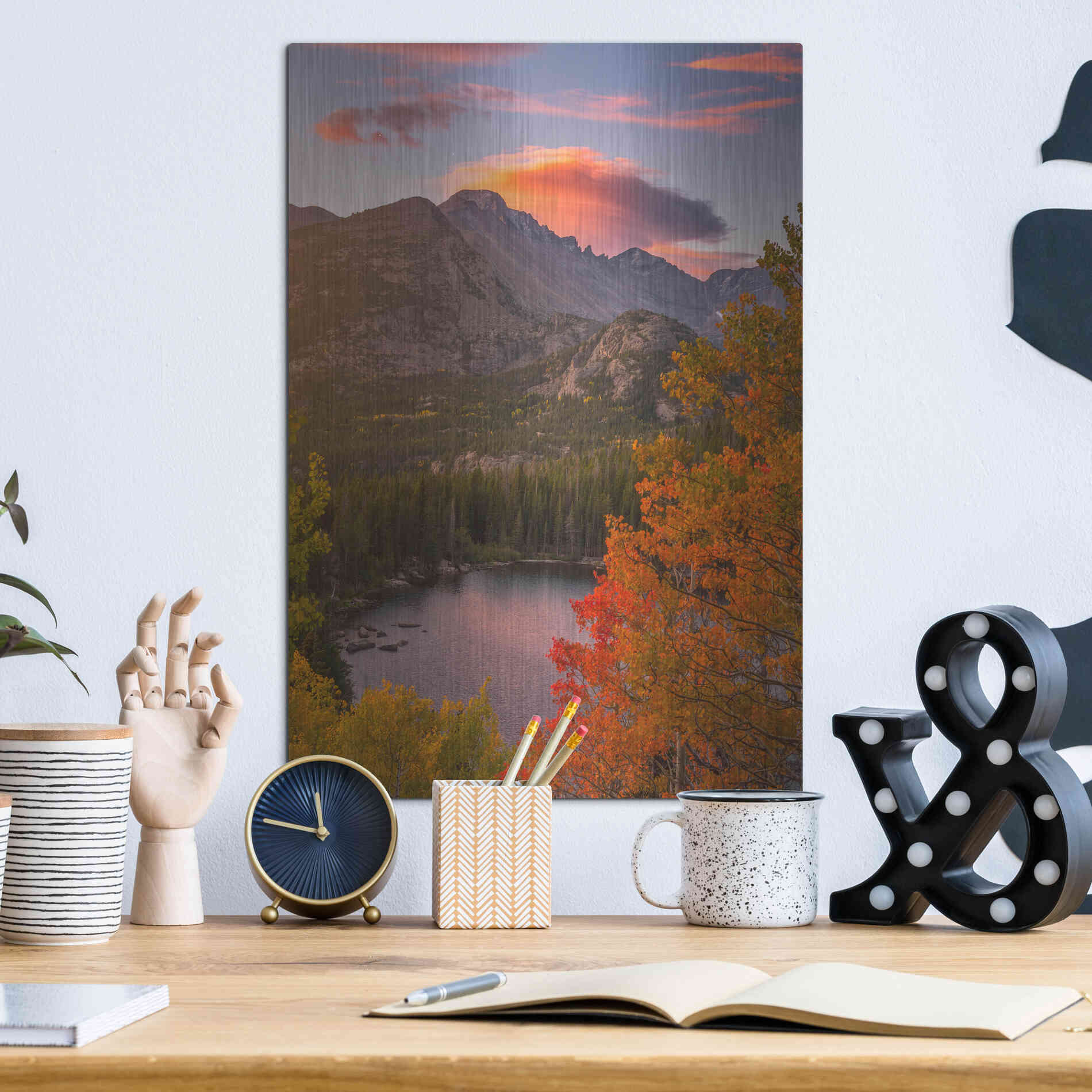 Luxe Metal Art 'Autumn Sunrise over Longs Peak - Rocky Mountain National Park' by Darren White, Metal Wall Art,12x16