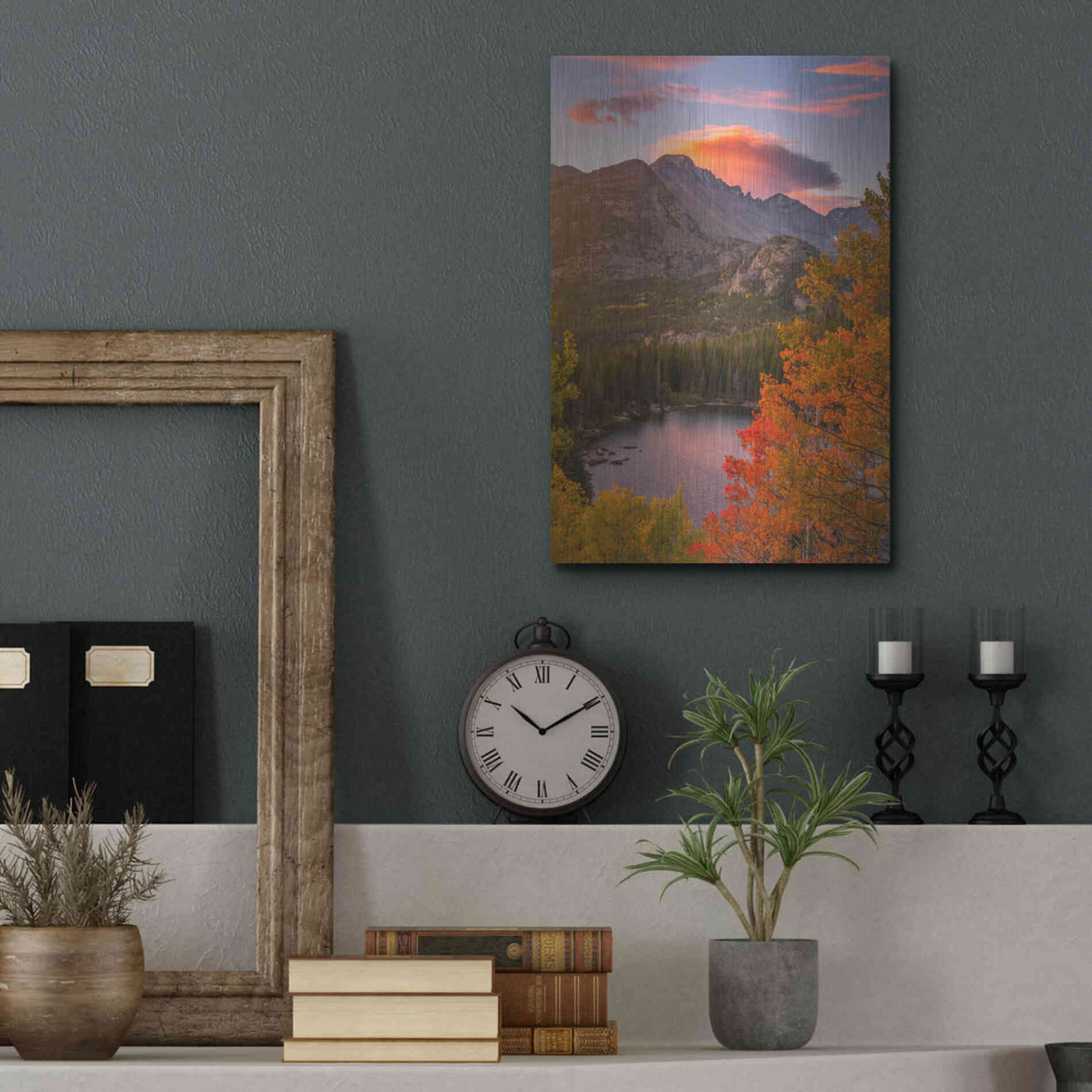 Luxe Metal Art 'Autumn Sunrise over Longs Peak - Rocky Mountain National Park' by Darren White, Metal Wall Art,12x16