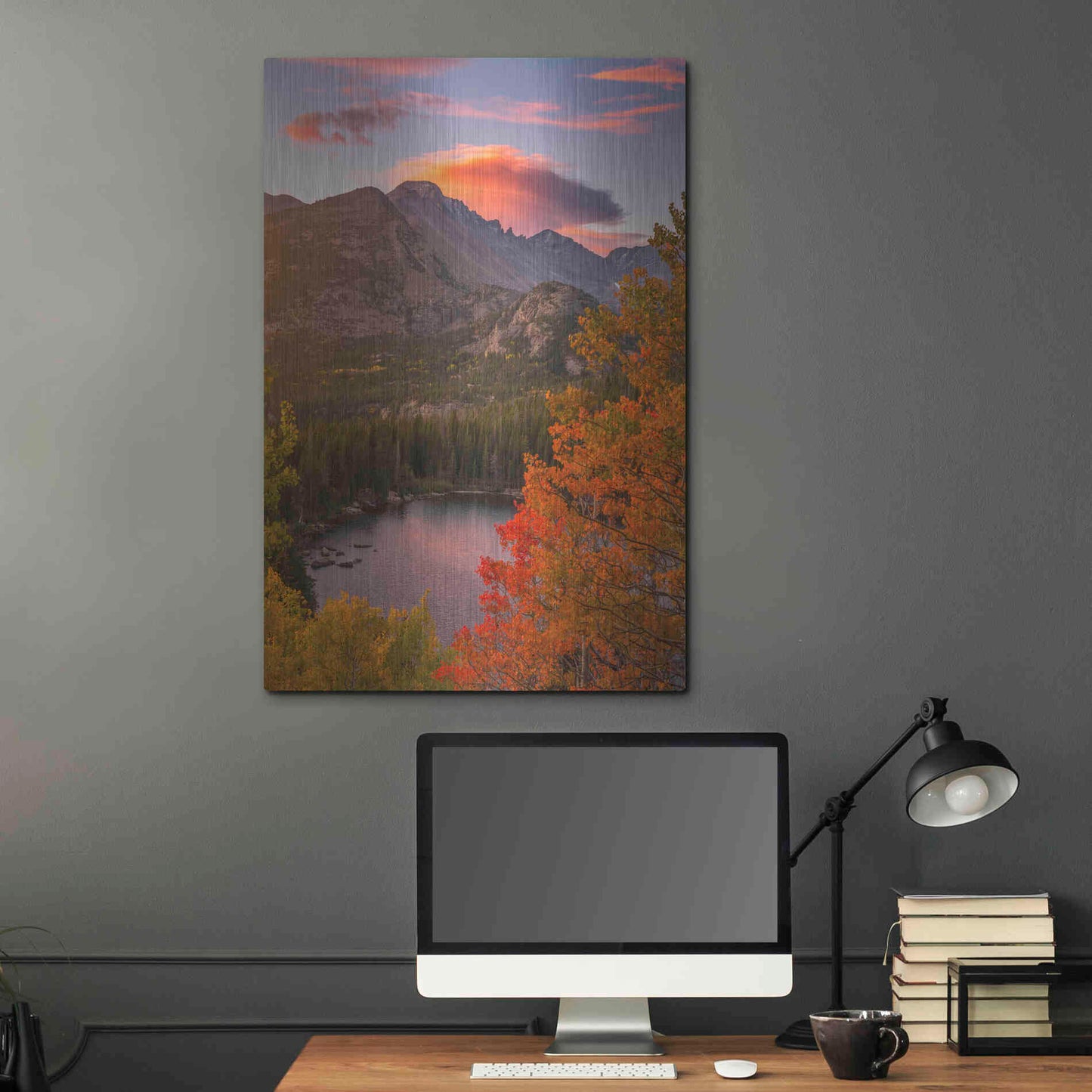 Luxe Metal Art 'Autumn Sunrise over Longs Peak - Rocky Mountain National Park' by Darren White, Metal Wall Art,24x36