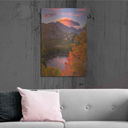 Luxe Metal Art 'Autumn Sunrise over Longs Peak - Rocky Mountain National Park' by Darren White, Metal Wall Art,24x36