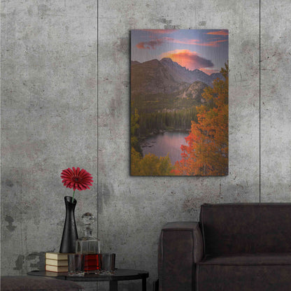 Luxe Metal Art 'Autumn Sunrise over Longs Peak - Rocky Mountain National Park' by Darren White, Metal Wall Art,24x36