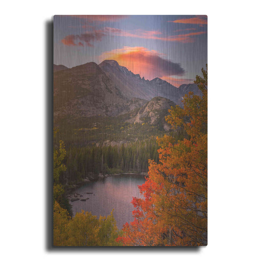 Luxe Metal Art 'Autumn Sunrise over Longs Peak - Rocky Mountain National Park' by Darren White, Metal Wall Art