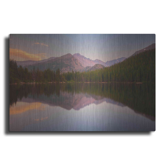 Luxe Metal Art 'Bear Lake Sunset Reflection - Rocky Mountain National Park' by Darren White, Metal Wall Art