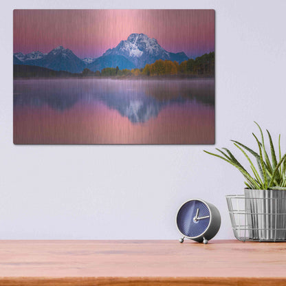 Luxe Metal Art 'Belt of Venus at Oxbow - Grand Teton National Park' by Darren White, Metal Wall Art,16x12