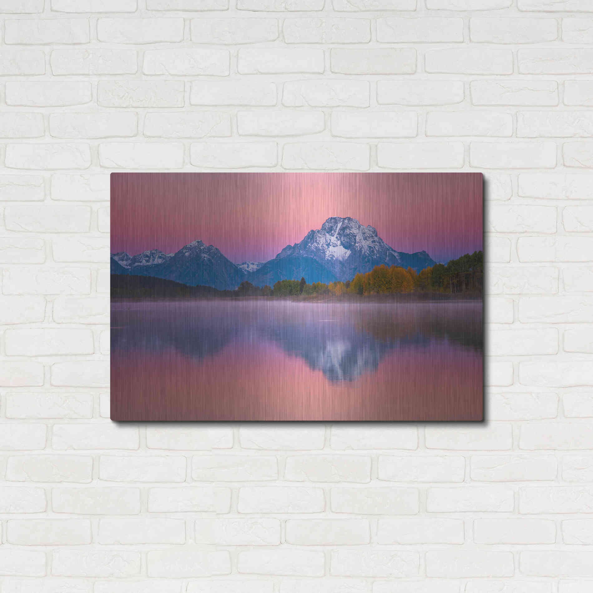 Luxe Metal Art 'Belt of Venus at Oxbow - Grand Teton National Park' by Darren White, Metal Wall Art,36x24