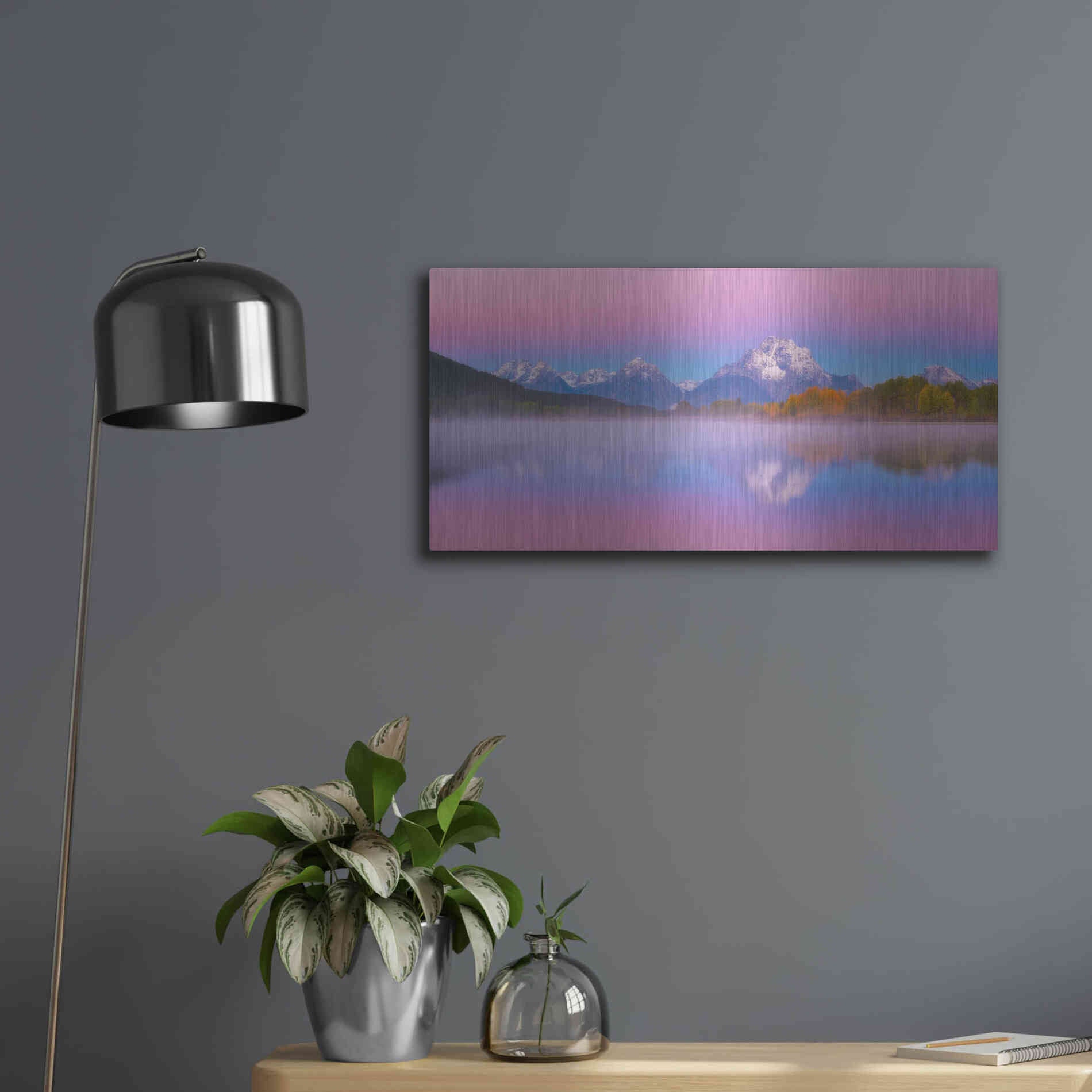 Luxe Metal Art 'Belt of Venus at Oxbow Bend - Grand Teton National Park' by Darren White, Metal Wall Art,24x12