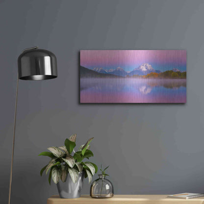 Luxe Metal Art 'Belt of Venus at Oxbow Bend - Grand Teton National Park' by Darren White, Metal Wall Art,24x12