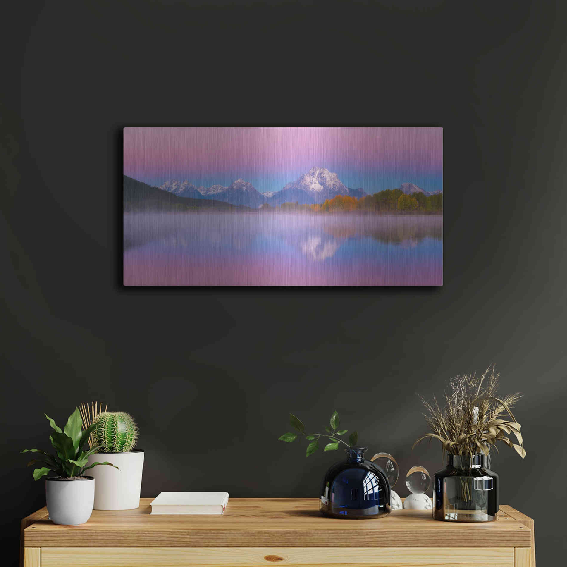 Luxe Metal Art 'Belt of Venus at Oxbow Bend - Grand Teton National Park' by Darren White, Metal Wall Art,24x12