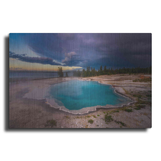 Luxe Metal Art 'Black Pool Storm - Yellowstone National Park' by Darren White, Metal Wall Art