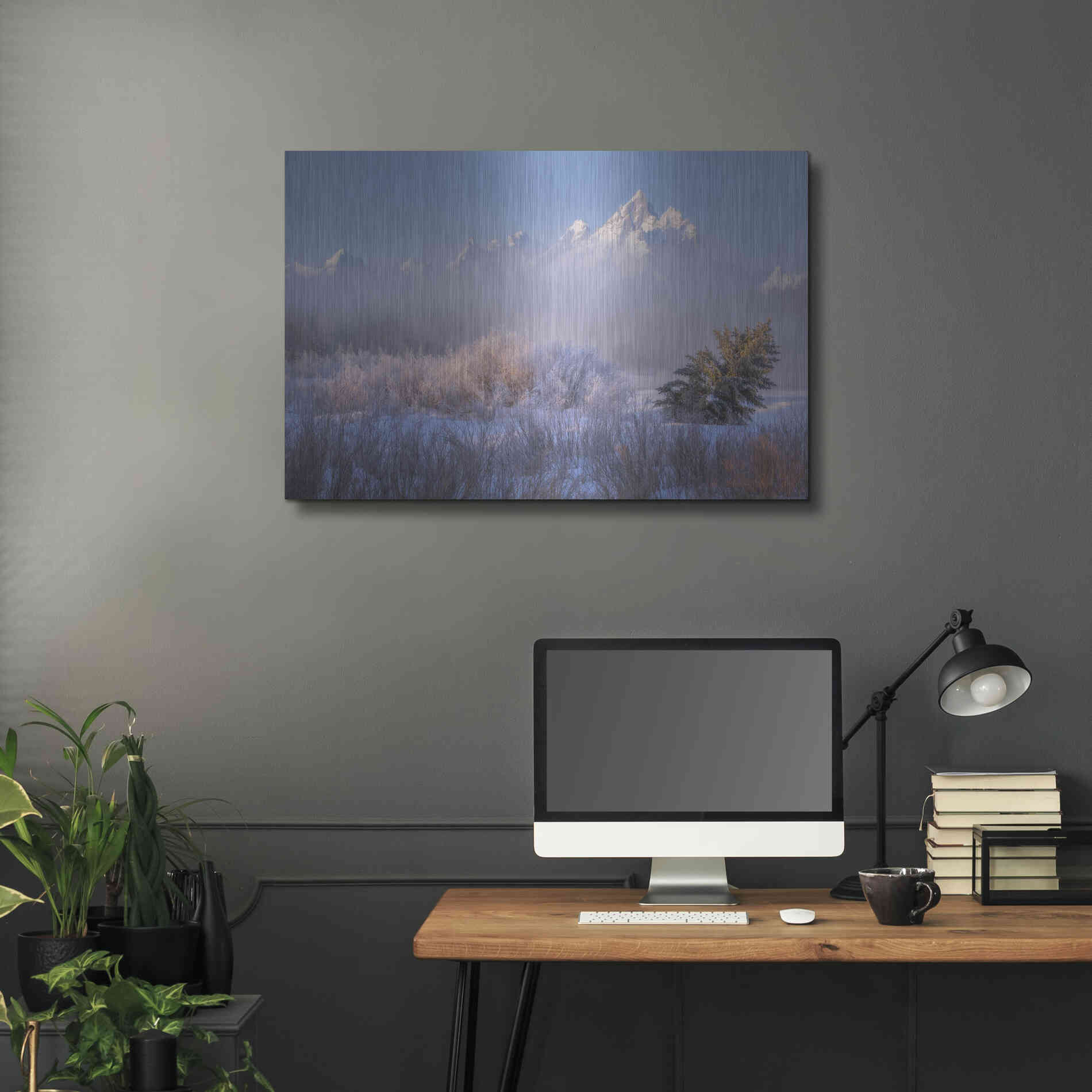 Luxe Metal Art 'Frosted and Falling - Grand Teton National Park' by Darren White, Metal Wall Art,36x24