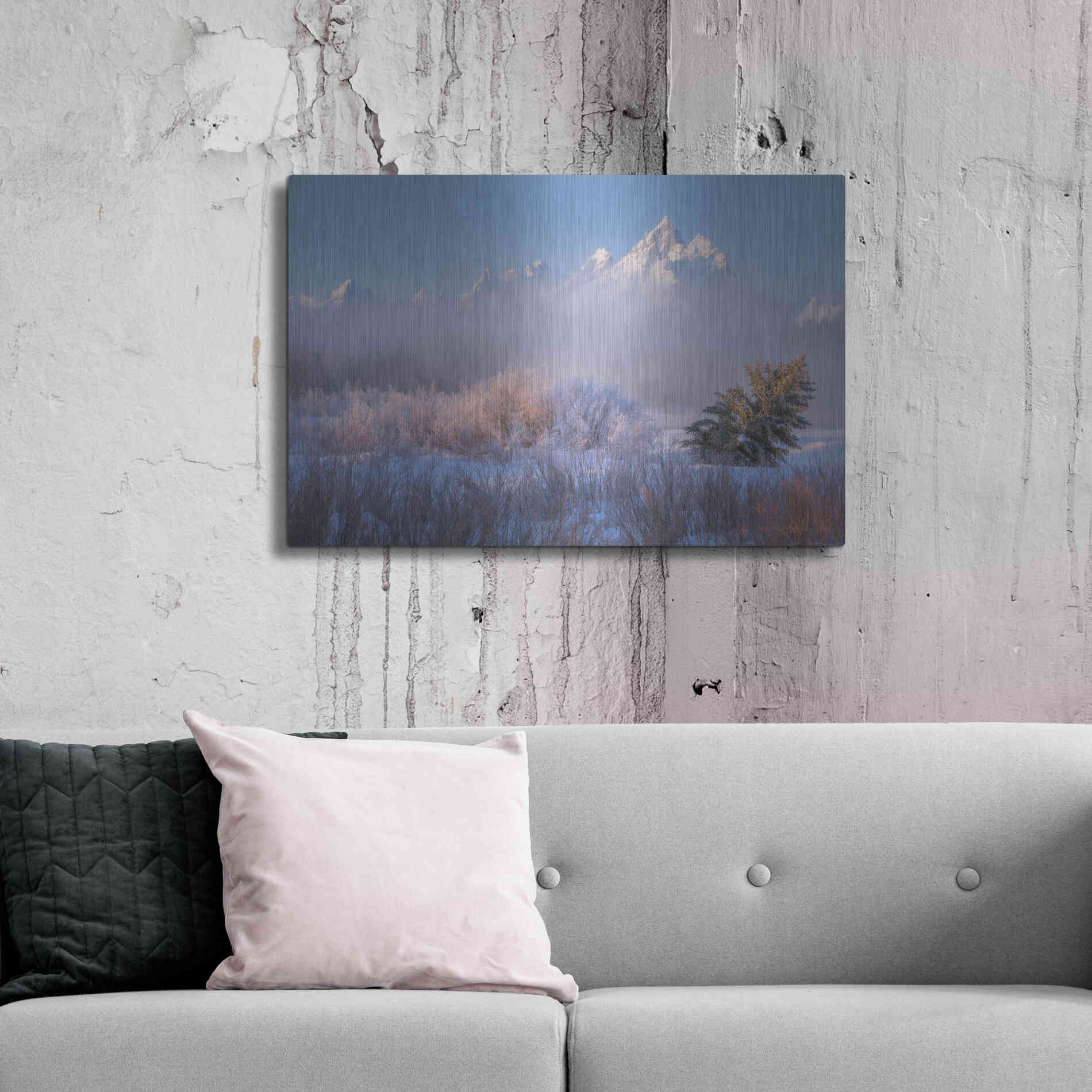 Luxe Metal Art 'Frosted and Falling - Grand Teton National Park' by Darren White, Metal Wall Art,36x24