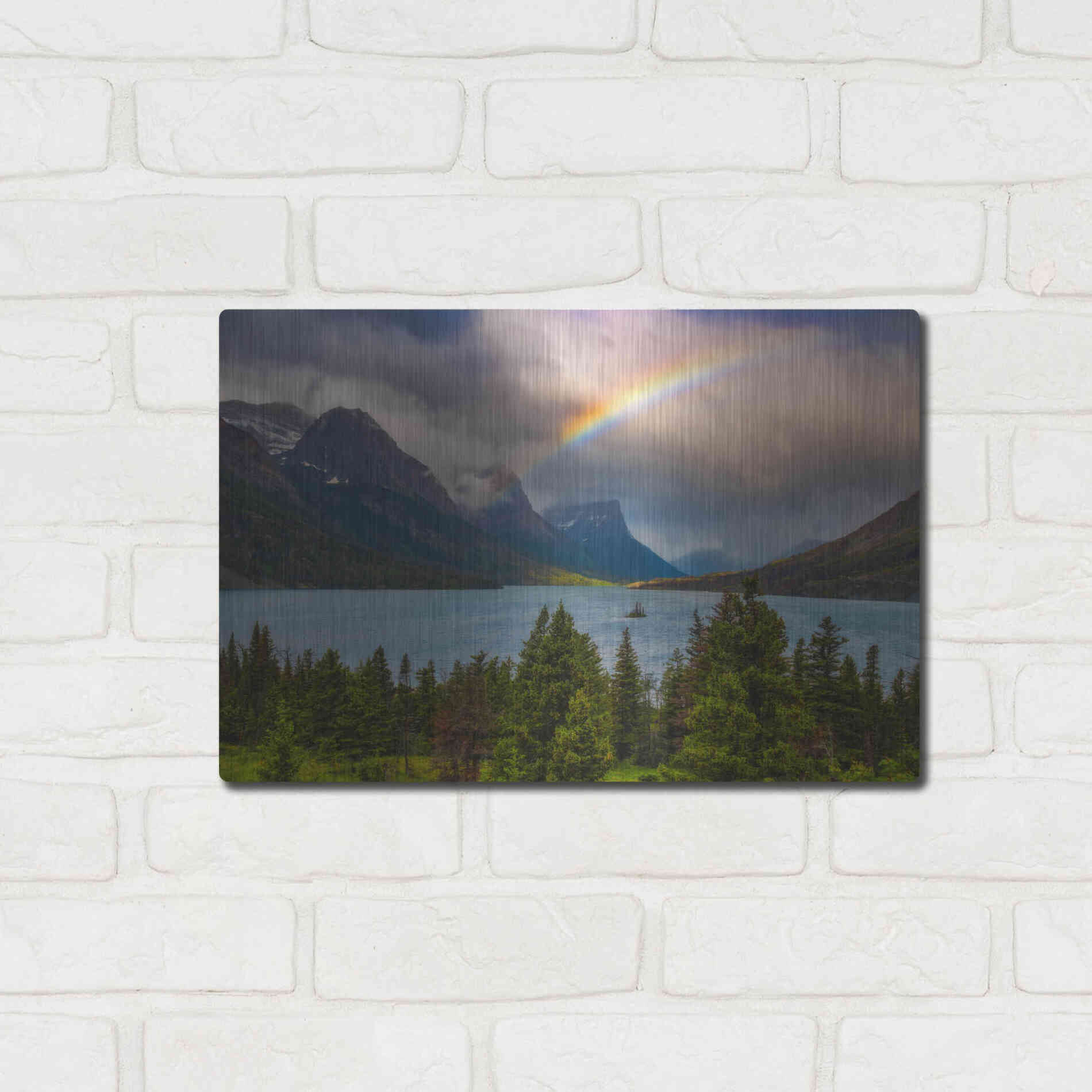 Luxe Metal Art 'Glacier Rainbow - Glacier National Park' by Darren White, Metal Wall Art,16x12