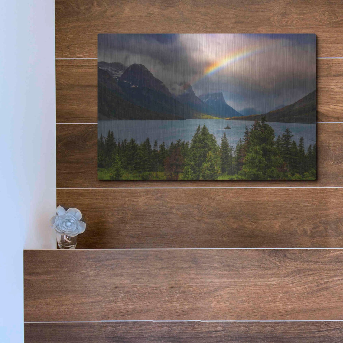 Luxe Metal Art 'Glacier Rainbow - Glacier National Park' by Darren White, Metal Wall Art,16x12