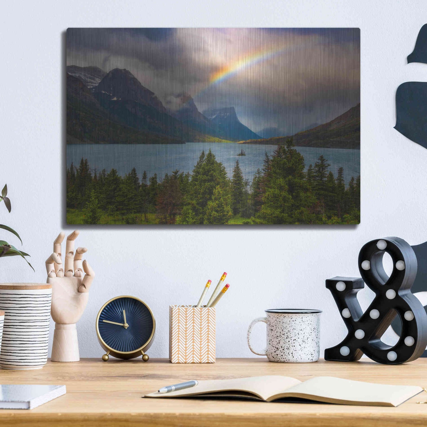 Luxe Metal Art 'Glacier Rainbow - Glacier National Park' by Darren White, Metal Wall Art,16x12