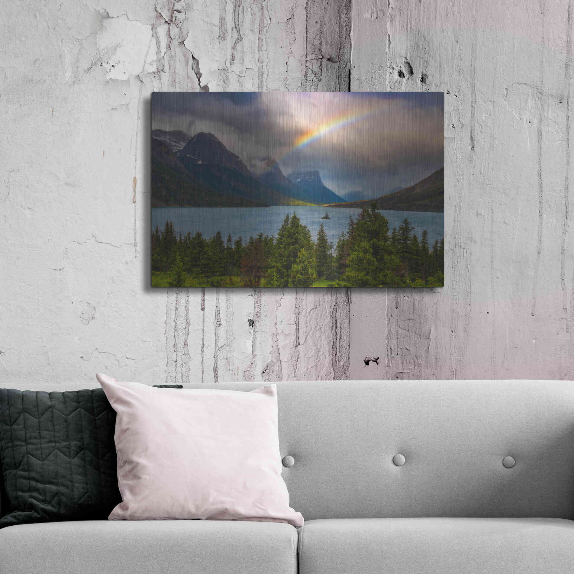 Luxe Metal Art 'Glacier Rainbow - Glacier National Park' by Darren White, Metal Wall Art,36x24