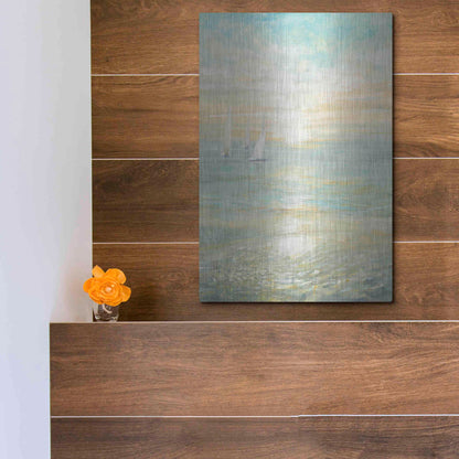 Luxe Metal Art 'Sunrise Sailboats I' by Danhui Nai, Metal Wall Art,12x16