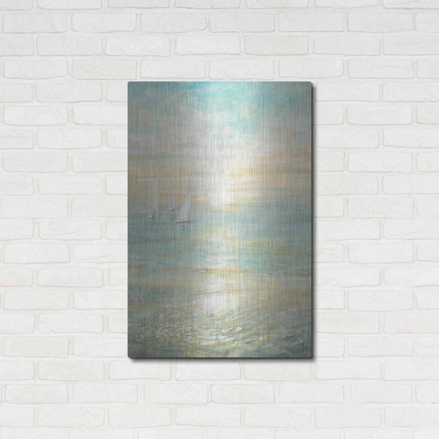 Luxe Metal Art 'Sunrise Sailboats I' by Danhui Nai, Metal Wall Art,24x36