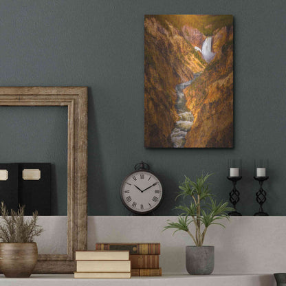 Luxe Metal Art 'Golden Falls of Yellowstone - Yellowstone National Park' by Darren White, Metal Wall Art,12x16