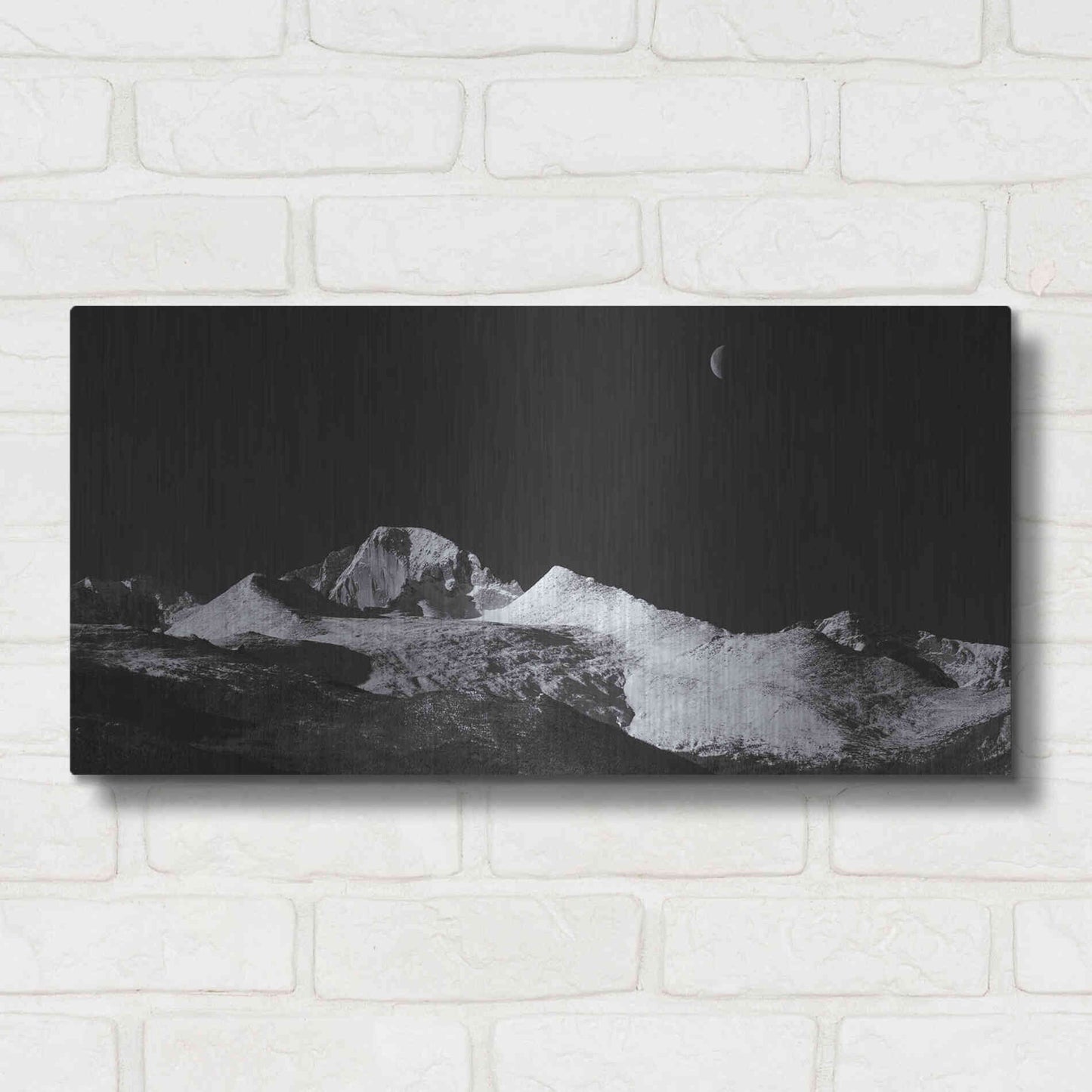 Luxe Metal Art 'Half Moon Over Longs Peak - Rocky Mountain National Park' by Darren White, Metal Wall Art,24x12