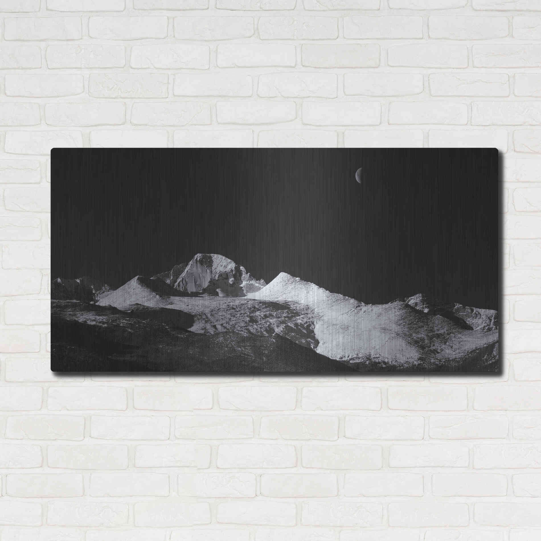 Luxe Metal Art 'Half Moon Over Longs Peak - Rocky Mountain National Park' by Darren White, Metal Wall Art,48x24