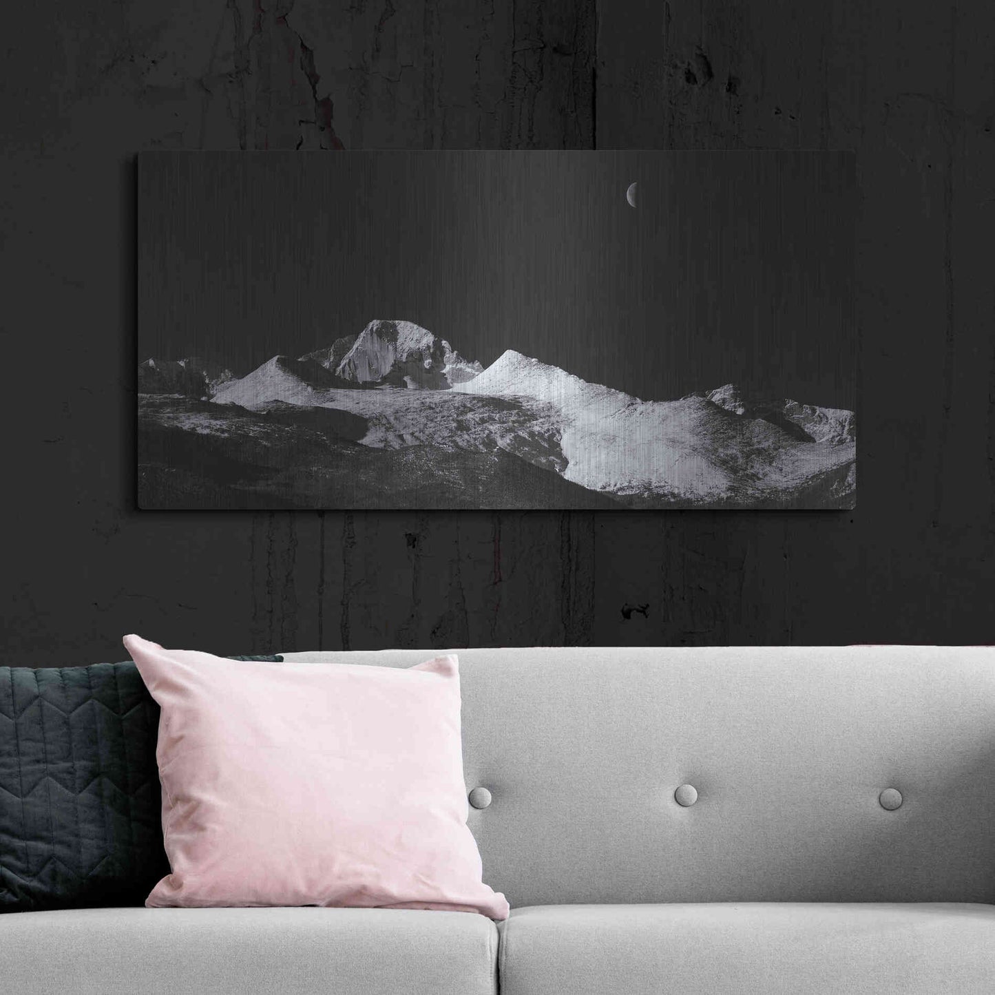 Luxe Metal Art 'Half Moon Over Longs Peak - Rocky Mountain National Park' by Darren White, Metal Wall Art,48x24