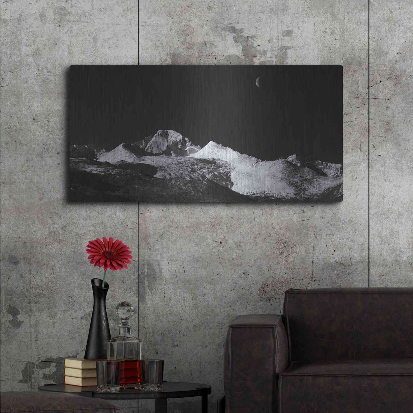 Luxe Metal Art 'Half Moon Over Longs Peak - Rocky Mountain National Park' by Darren White, Metal Wall Art,48x24