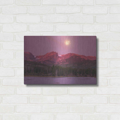 Luxe Metal Art 'Harvest Moon over Hallett Peak - Rocky Mountain National Park' by Darren White, Metal Wall Art,24x16