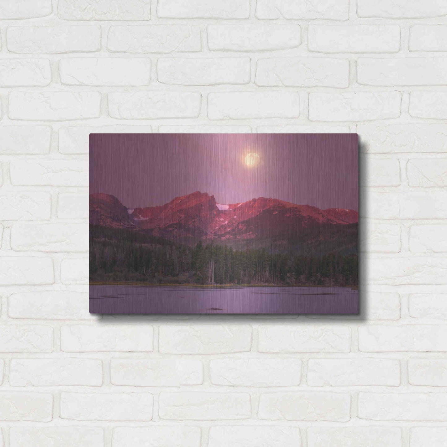 Luxe Metal Art 'Harvest Moon over Hallett Peak - Rocky Mountain National Park' by Darren White, Metal Wall Art,24x16