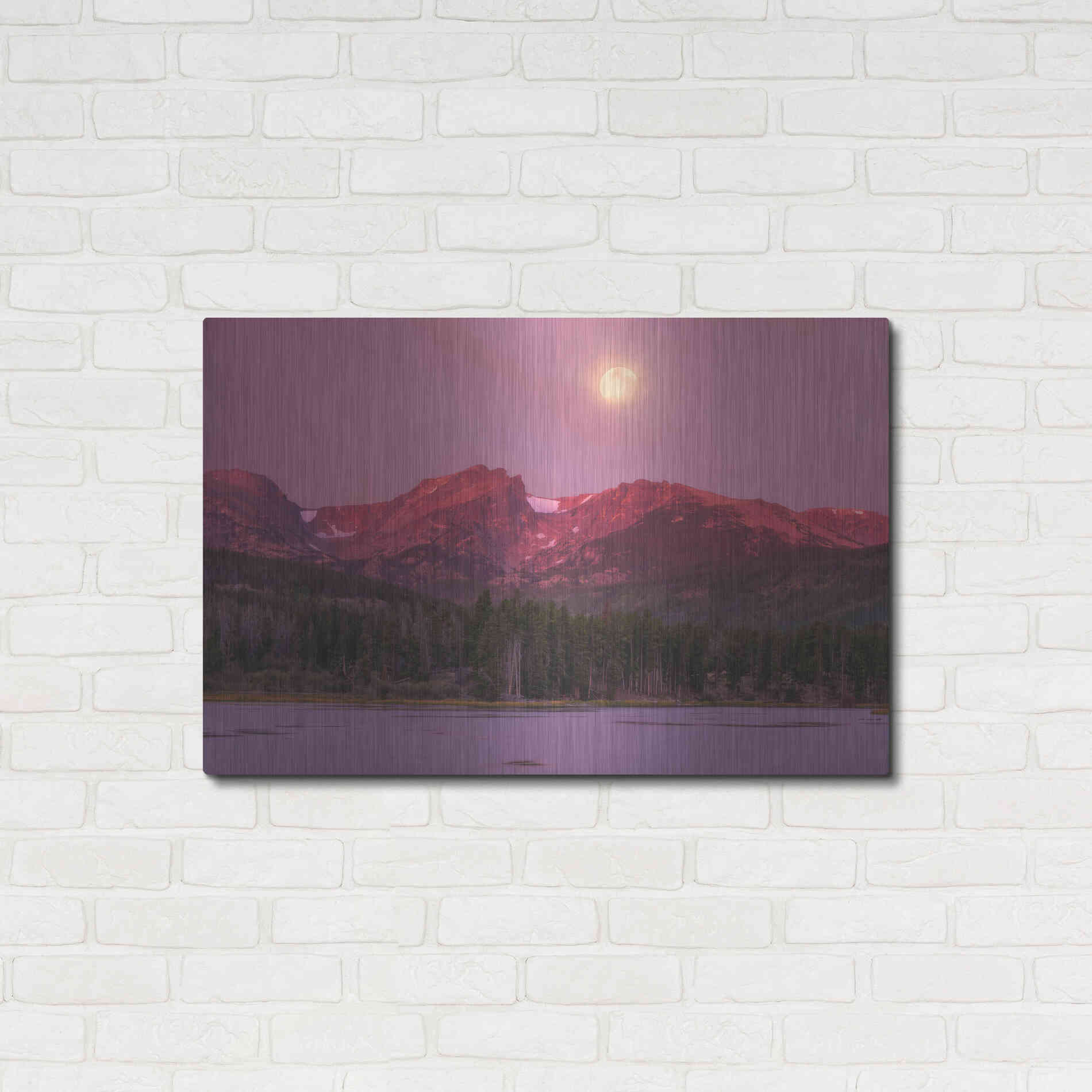 Luxe Metal Art 'Harvest Moon over Hallett Peak - Rocky Mountain National Park' by Darren White, Metal Wall Art,36x24