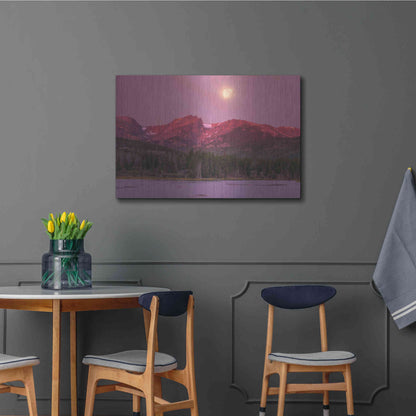 Luxe Metal Art 'Harvest Moon over Hallett Peak - Rocky Mountain National Park' by Darren White, Metal Wall Art,36x24